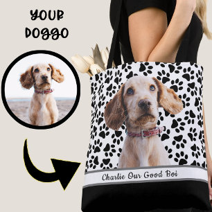 Design Your Own: Custom Paw Print Dog Photo Tote Bag