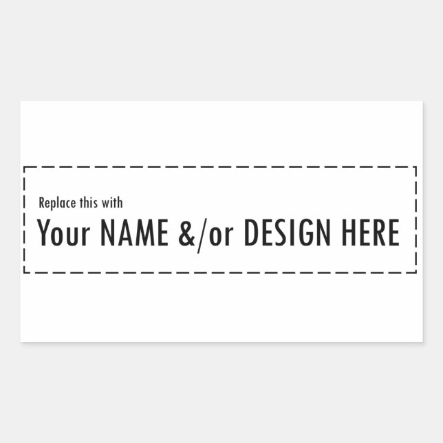 Design Your Own Custom Personalise Name Design Rectangular Sticker (Front)
