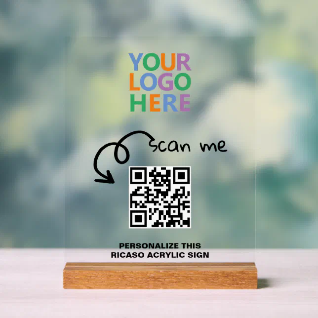 Design Your Own Custom Personalised Logo QR Code Acrylic Sign | Zazzle