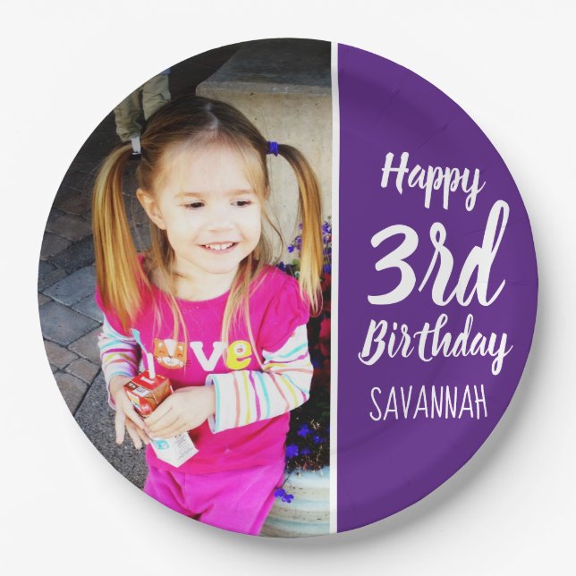 Design Your Own Custom Photo Birthday Party Plates (Front)