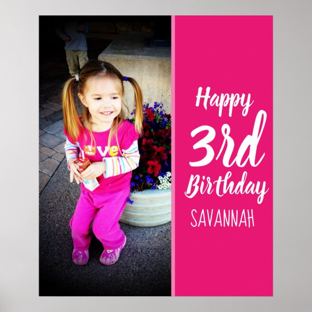 Design Your Own Custom Photo Birthday Poster (Front)
