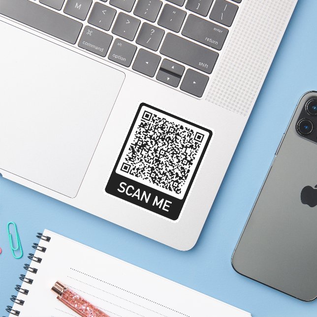 Design Your Own Custom QR Code Sticker Template (Laptop w/ iPhone)
