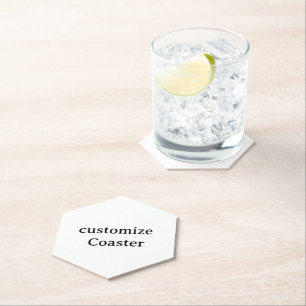 Design Your Own customise Hexagon Pointed Top Paper Coaster