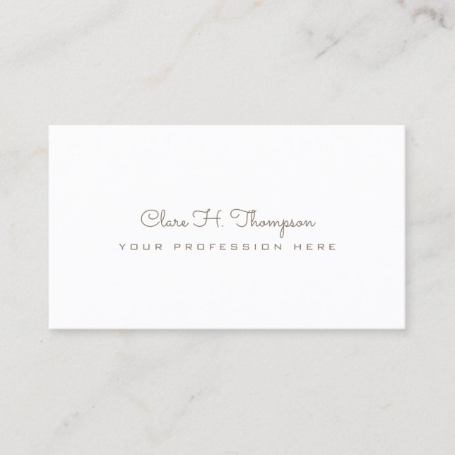 design your own elegant and minimalist white fem business card (Front)