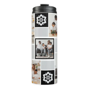 Design Your Own Floral 5 Photo Collage Thermal Tumbler