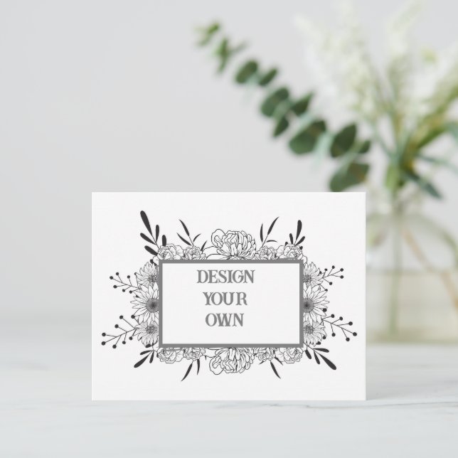 Design Your Own Floral Announcement Card (Standing Front)