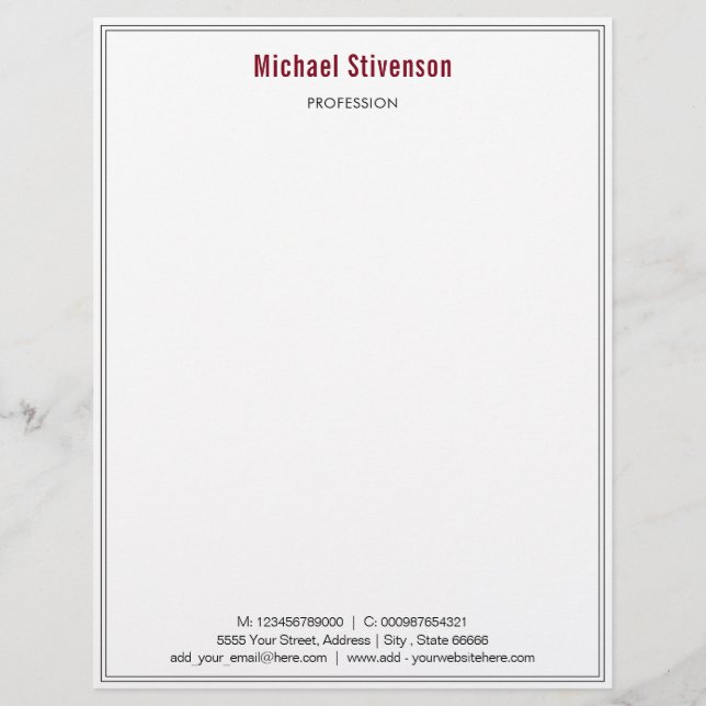 Design Your Own Framed Letterhead Template (Front)