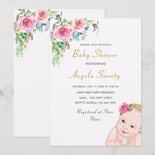 Design your Own Happy Baby Shower Invitation (Front/Back)