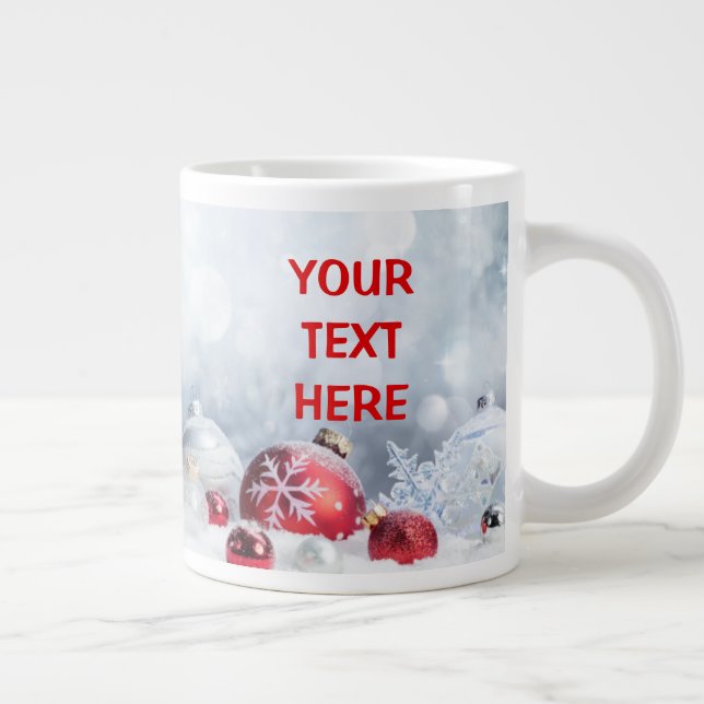 Design Your Own Jumbo Mug - Christmas Snow Baubles (Right)