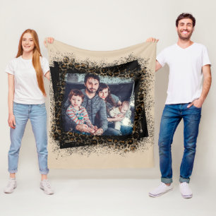 Design Your Own Leopard Frame Family Photo Fleece Blanket