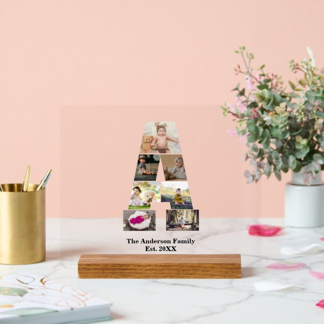 Design Your Own Letter A Photo Collage Acrylic Sign (Wedding)