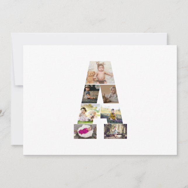 Design Your Own Letter A Photo Collage Announcement (Front)