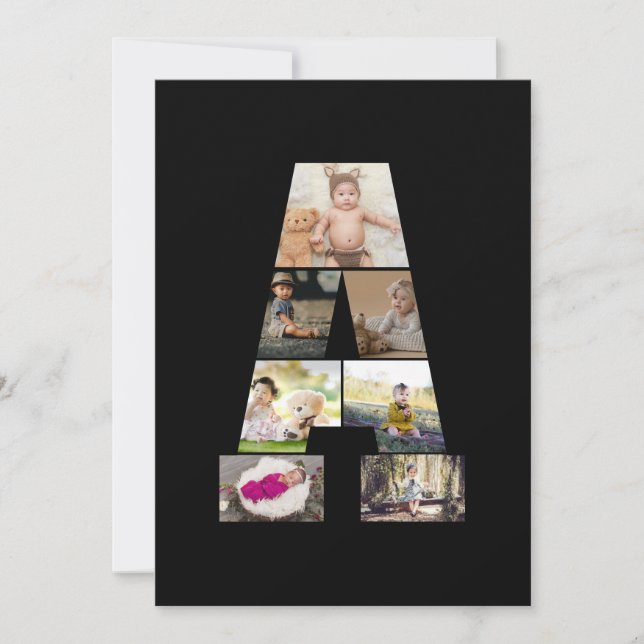 Design Your Own Letter A Photo Collage Announcement (Front)