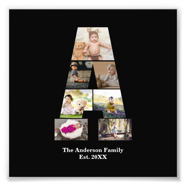 Design Your Own Letter A Photo Collage Print (Front)