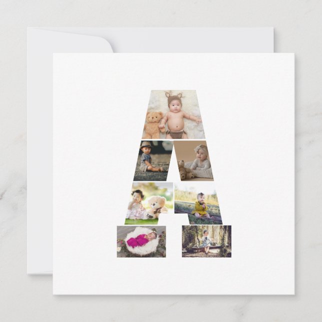 Design Your Own Letter A Photo Collage Thank You Card (Front)