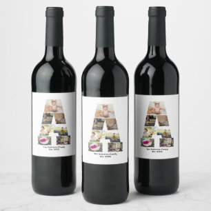 Design Your Own Letter A Photo Collage Wine Label