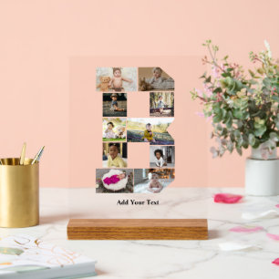 Design Your Own Letter B Photo Collage Acrylic Sign