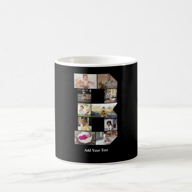 Design Your Own Letter B Photo Collage Coffee Mug (Center)
