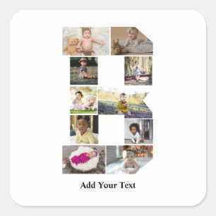 Design Your Own Letter B Photo Collage Square Sticker