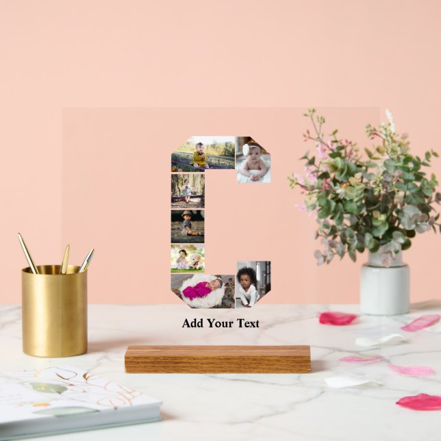 Design Your Own Letter C Photo Collage Acrylic Sign (Wedding)
