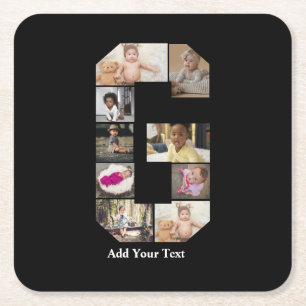 Design Your Own Letter G Photo Collage Square Paper Coaster