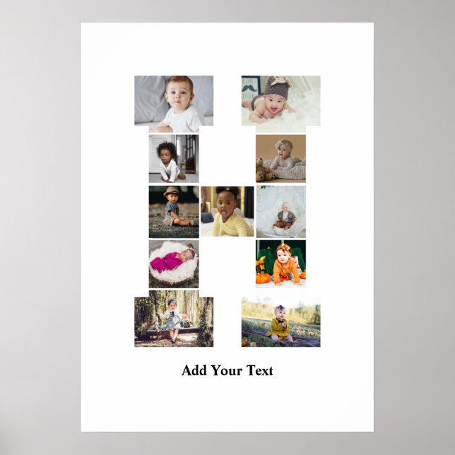Design Your Own Letter H Photo Collage Poster (Front)