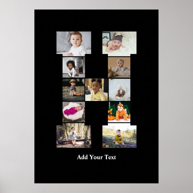 Design Your Own Letter H Photo Collage Poster (Front)