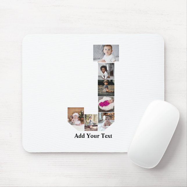 Design Your Own Letter J Photo Collage Mouse Mat (With Mouse)