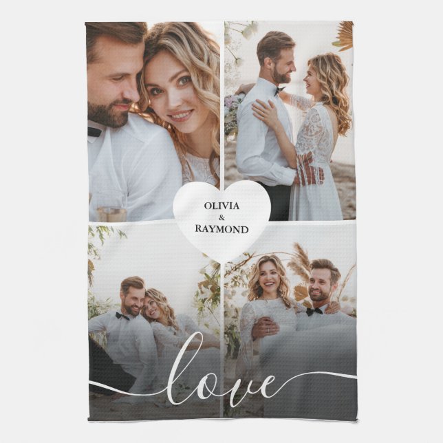Design Your Own Love Collage Photography Tea Towel (Vertical)
