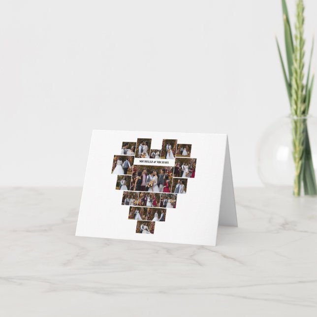 Design Your Own Love Heart Shaped Photo Collage Card (Front)