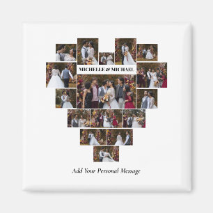 Design Your Own Love Heart Shaped Photo Collage Magnet