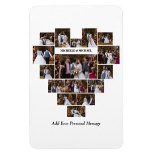 Design Your Own Love Heart Shaped Photo Collage Magnet