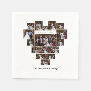 Design Your Own Love Heart Shaped Photo Collage Napkin