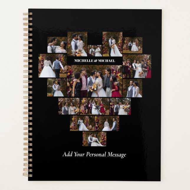 Design Your Own Love Heart Shaped Photo Collage Planner (Front)