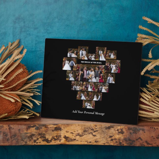 Design Your Own Love Heart Shaped Photo Collage Plaque (Side)