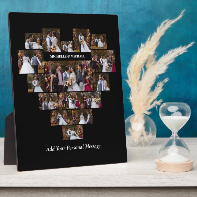 Design Your Own Love Heart Shaped Photo Collage Plaque (Side)