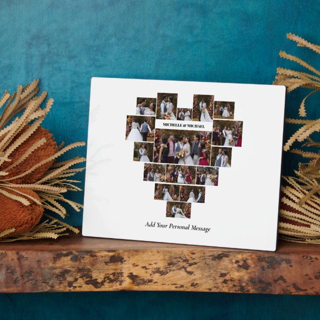 Design Your Own Love Heart Shaped Photo Collage Plaque (Side)