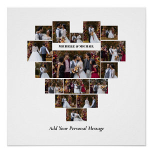 Design Your Own Love Heart Shaped Photo Collage Poster