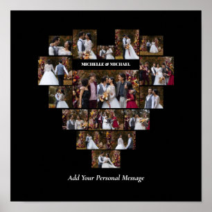 Design Your Own Love Heart Shaped Photo Collage Poster