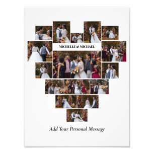 Design Your Own Love Heart Shaped Photo Collage Print
