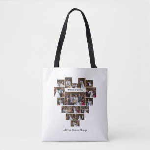 Design Your Own Love Heart Shaped Photo Collage Tote Bag