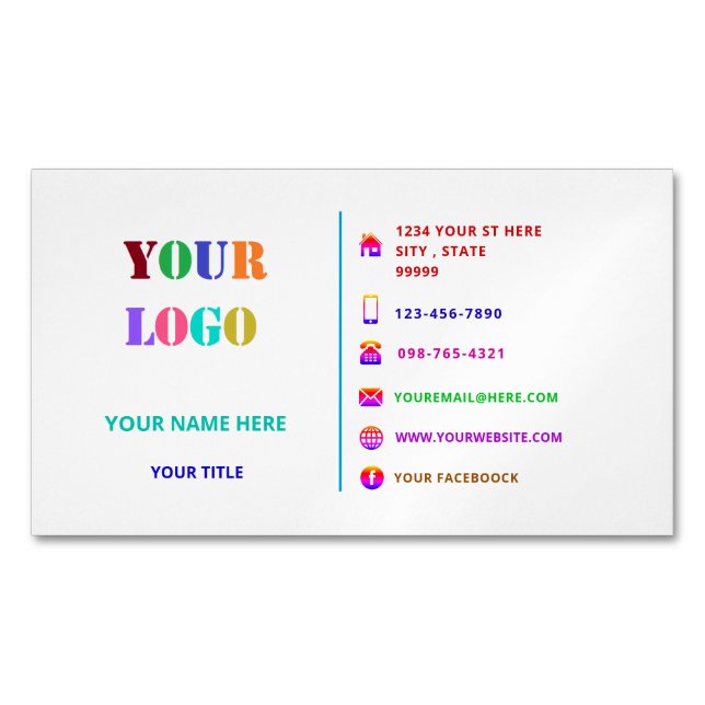 Design Your Own Magnetic Business Card Template (Front)