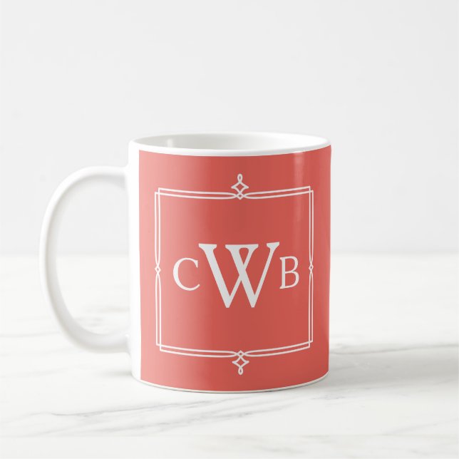 Design Your Own Monogram Customisable Colour Hue Coffee Mug (Left)