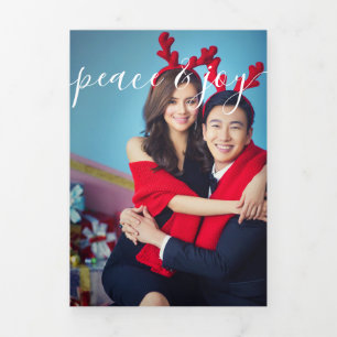 Design Your Own Multi Photo Collage Holiday Tri-Fold Holiday Card