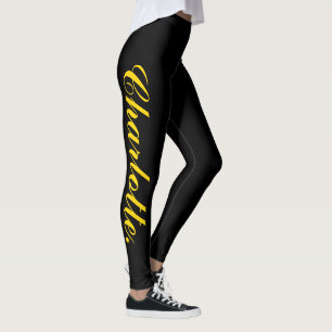 Design Your Own Name on Stylish Black Leggings