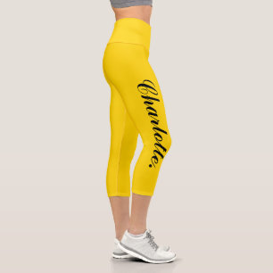 Design Your Own Name on Stylish Gold Capri Leggings