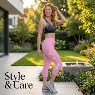 Design Your Own Name on Stylish Light Pink Capri Leggings