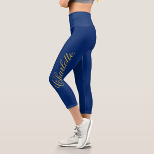 Design Your Own Name on Stylish Navy Capri Leggings