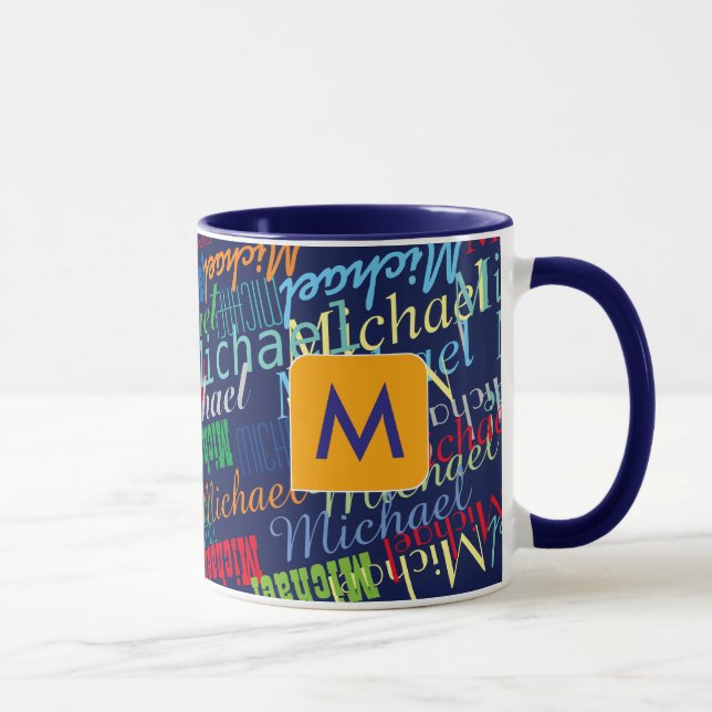 design your own name pattern colourful mug (Right)
