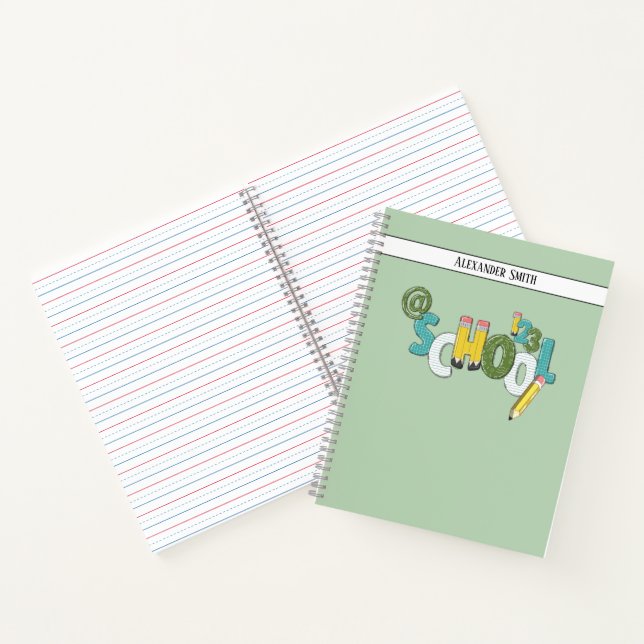 Design your own Name School Practice Green Notebook (Inside)